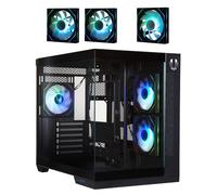 BitFenix Triton - Case da gioco per PC a doppia camera, in vetro temperato panoramico, connessione inversa, compatibile con scheda madre mATX, 3 ventole Infinity Mirroring ARGB (2 retromarcie) 360 mm,