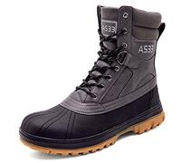 Bititger, stivali da uomo impermeabili militari da combattimento, da combattimento, da polizia, in pelle con cerniera, Nero (Wn607 nero), 49 EU