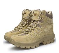 Bititger - Stivali outdoor da uomo, impermeabili, in pelle, con cerniera, stivali militari, Beige (1201 sabbia), 44 EU