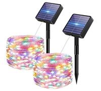 bitjam 2 pezzi di ghirlanda luminosa solare per esterni, 5+2 M 50 LED ghirlanda luminosa solare all'aperto 8 modalità IP65 impermeabile con funzione di memoria per recinzione, giardino, balcone