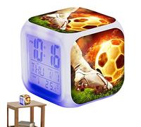 Bitong Sveglia Bambino Digitale Calcio - Display LED, Orologio Da Comodino per Promemoria, Quadrata Intelligente con Display Orario per Bambini