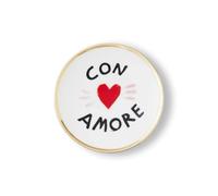 Bitossi Home Piattino in Porcellana Con Amore - Collezione Con Amore, Ø 17 cm, Bordo Dorato, Design Chiara Perano