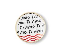 Bitossi Home Piattino in Porcellana Ti Amo - Collezione Con Amore, Ø 17 cm, Bordo Dorato, Design Chiara Perano