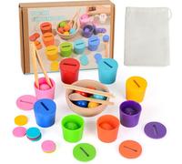 BITOYO Giochi Legno Montessori 1 Anno 2 3 4 5 Anni, Gioco Educativo Montessori per Bambini Colore di smistamento e Il conteggio, Giochi Montessori Regalo per Bambini 2 3 4 5 Anno Anni