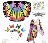 BITOYO Mantella Farfalla, Ali Farfalla Costume, Farfalla Mantello Ali Costume con Maschera, Ali Farfalla Costume Scialle Farfalla per Donna in Poliestere per Festa Carnevale Cosplay Costume da Ballo