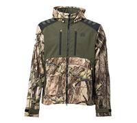 BITRABI Giacca Tiger da Caccia Mimetica, Softshell Impermeabile con Cappuccio Removibile, Design a Due Tonalità,Verde Militare e Giallo Alta Visibilità