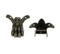 Bitray 8 pezzi in ottone anticato piccoli piedini di tigre custodia in legno portagioie scatola portaoggetti piedi gambe angolo protezione piedi in lega accessori - 43 x 34 mm (4,3 x 3,4 cm), HX0074