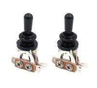 Bitray - Interruttore a levetta per chitarra a 3 vie, con interruttore per chitarra a 3 vie, con punta in metallo nero, 2 pezzi