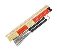 Bitray Set di bacchette per batteria, 1 paio di spazzole in filo metallico retrattile, 1 paio di aste, spazzole per batteria e 1 paio di bacchette classiche in legno d'acero, con custodia, per amanti