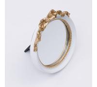 Bitray Specchio da parete vintage decorativo da appendere, diametro 10,7 cm, piccolo specchio rotondo bianco