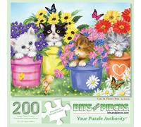 Bits and Pieces - 200 puzzle per adulti 38,1 x 48,3 cm, gatti in vasi da fiori, 200 pezzi