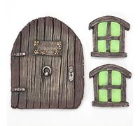 Bits and Pieces - Miniature Fairy Garden Glow in The Dark Fairies Sleeping Door and Windows Tree Statue - Tree Hugger Yard and Garden Sculptures Fairy Garden Mystical Gnome Home
