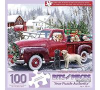 Bits and Pieces - Puzzle da 100 pezzi per anziani - 38,1 x 48,3 cm - Consegna natalizia - 100 pezzi grandi pezzi con lettere Christmas Dogs Jigsaw by The Macneil Studio