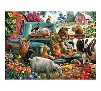 Bits and Pieces - Puzzle da 300 pezzi per adulti 45,7 x 61 cm - Scarico il pick-up - 300 pezzi Country Farm Animal Barn Harvest Flower Feast Jigsaw by Artist Larry Jones
