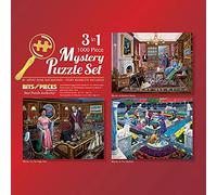 Bits and Pieces - Set di 3 puzzle da 1000 pezzi per adulti - Puzzle da 50,8 x 68,6 cm - 1000 pezzi Murder at The Bedford Manor, High Seas, and Museum by Artist Gene Dieckhoner