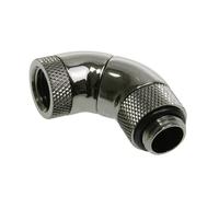 BitsPower - Connettore per Tubo Triplo Rotante Nera Lucida Ottone 1/4" 90° BP-BS90R3D