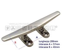 BITTA "SILHOUETTE" IN ACCIAIO INOX 4 FORI ASSE SAGOMATO PIATTO LUNGHEZZA 200MM