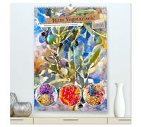 Bitte Vegetarisch! - Beliebtes Obst und Gemüse in Aquarell (hochwertiger Premium Wandkalender 2026 DIN A2 hoch), Kunstdruck in Hochglanz: Farbenfrohe Aquarelle von Ananas, Zwiebel, Spargel und mehr
