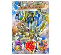 Bitte Vegetarisch! - Beliebtes Obst und Gemüse in Aquarell (Tischkalender 2026 DIN A5 hoch), CALVENDO Monatskalender: Farbenfrohe Aquarelle von Ananas, Zwiebel, Spargel und mehr