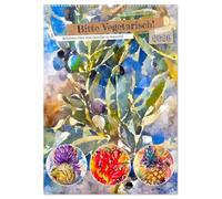 Bitte Vegetarisch! - Beliebtes Obst und Gemüse in Aquarell (Wandkalender 2026 DIN A2 hoch), CALVENDO Monatskalender: Farbenfrohe Aquarelle von Ananas, Zwiebel, Spargel und mehr