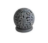 Bitto Supporto per Coni di incenso & Lanterna Chiusa a Forma di Sfera di Softstone, Fair Trade, Altezza: 10,5 cm, Ø 8,5 cm