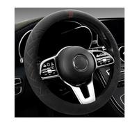 Bittwee Coprivolante per auto in pelle scamosciata, protezione antiscivolo per volante auto con griglia del marcatore di correzione, accessorio universale traspirante per auto, montaggio da 36,8 a