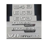 (BITURBO 4MATIC 2PCS-Chrome Silver) Otwoo 3d Abs Car Trunk Badge Letters Logo E 43 53 63 V8 Biturbo