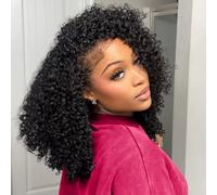 bituylnd Mezza parrucca capelli umani crespi ricci senza colla parrucche per capelli umani mezza parrucca 200 densità 3 in 1 coulisse senza cuciture Flip Over mezza parrucche per donne parrucca