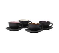 Bitz Gastro Nera / Chiara Tazza 0,22 L Con Saucer 10 Cm Set 4 Pezzi.