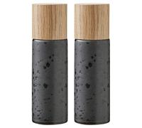 BITZ Macinasale e pepe, 2 macinaspezie in grès (macina sale e pepe, set da 2, 16,7 cm di altezza, nero