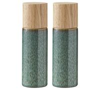 BITZ Macinasale e pepe, 2 macinaspezie in grès (macina sale e pepe, set da 2, 16,7 cm di altezza, verde