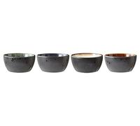 BITZ Set di 4 ciotole piccole in gres porcellanato, diametro: 10 cm, altezza 5 cm, nero/multicolore