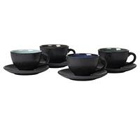 Bitz Set of 4 Cups with Saucers 24cl Stoneware black/dun