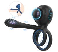 Biu-Biu - anello fallico e vibratore per coppia - silicone nero