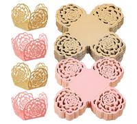 BIUDECO 100 Pezzi Involucri per Tartufi in Carta Decorativa Rosa e Oro, Mini Pirottini per Cioccolatini, Forniture per Feste e Matrimoni, Accessori Dolci Versatili per Dessert
