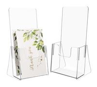 BIUDECO 2 Pezzi Espositore Acrilico Trasparente da Depliant Stabile e Resistente Organizer per Brochure Menù e Riviste Design Semplice e Facile da Installare per Uffici e Contatori