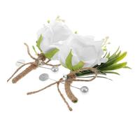 BIUDECO 2 Pezzi Fiore Occhiello Artificiale Bianco Spilla, Decorazione Matrimonio Campagna, Accessorio Nozze per Sposo, Sposa, Damigelle e Cerimonie Formali