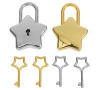 BIUDECO 2 Pezzi Lucchetti Chiave Forma di Stella Lucchetto Portatile per Valigie Diario e Zaini Leggeri e Compatti Sicurezza e Decorazione per Viaggi e Uso Quotidiano Colori Oro e Argento