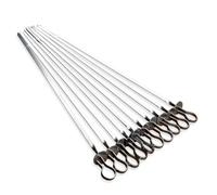 BIUDECO 20 Pezzi Spiedini per Barbecue in Acciaio Inossidabile Design Piatto e Manico ad Anello per Grigliate All'aperto Resistenti e Riutilizzabili