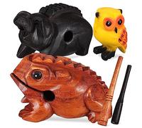 BIUDECO 3pezzi Blocchi Sonori Legno Forma Di Animali Rana Maiale Gufo Strumento Musicale Decorativo Per Casa e Ufficio Gioco Didattico