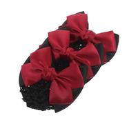 BIUDECO 3pezzi Rete per Capelli con Fiocco Elastico Rosso Retine per Chignon con Grande Fiocco per Lavoro Danza e Uso Quotidiano Accessori Eleganti per Donne e Ragazze