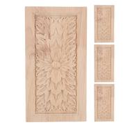 BIUDECO 4 Pezzi Applique in Legno Massello Non Verniciato Intagliate Stile Romano Classico 15x8x0,8 Cm Decorazioni per Ante di Armadietti e Mobili Intarsi Dettagliati per