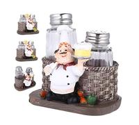 BIUDECO 4 Set Barattoli per Spezie con Coperchi Contenitori in Resina con Statua Chef Decorativa Organizer per e Resistente e Facile da Moderno