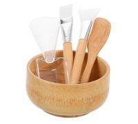 BIUDECO 5 pezzi Ciotole Miscelazione Maschere Viso in Bamboo con Spatola e Pennello per Skincare Domestica e Trattamento Sensibile Compatto e Multifunzionale per Bellezza e Viaggio