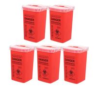 BIUDECO 5 pezzi Contenitore Smaltimento Rifiuti Taglienti per Tatuaggi Rosso Cassette Portatili per Aghi e Siringhe Alta Visibilità per Uso Clinico Domestico e Barber Shop