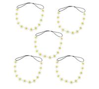 BIUDECO 5 pezzi Fasce per con Margherite Bianche Piccole Decorazione Giallo Fasce per Bambine Ragazze e Donne per Matrimoni Feste e Foto
