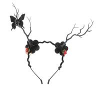 BIUDECO Copricapo Steampunk Vintage Con Antenne e Decorazioni Floreali Cerchietto Cosplay Per Feste e Halloween Accessori Per Costume Da Fata e Strega Design Unico Nero Con Farfalle e Rami