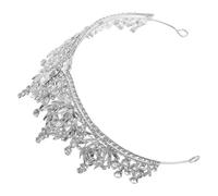 BIUDECO Corona da Sposa Barocca Argento Strass, Tiara Nuziale Leggera per Matrimonio, Concorso e Ballo, Copricapo da Principessa Compatibile Tutti i Tipi di Chioma, Corona Femminile