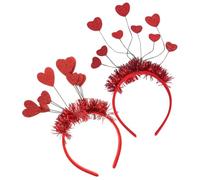 BIUDECO Fasce per Chioma a Forma di Cuore Paillettes Rosse Set 2 Pezzi per Feste Romantiche Accessori per Donne Decorazioni per Compleanno e Foto di Coppia