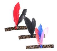 BIUDECO Fasce per Chioma in Piume Leopardate 3 Pezzi Accessori Indiani per Donne e Ragazzo Ragazza per Halloween e Carnevali Tessuto e Diamanti Artificiali